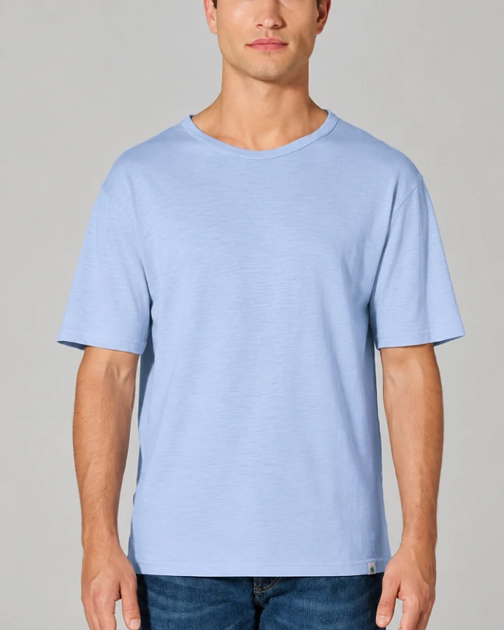 Hempage Herren vegan T-Shirt Slub Jersey Wasserblau
