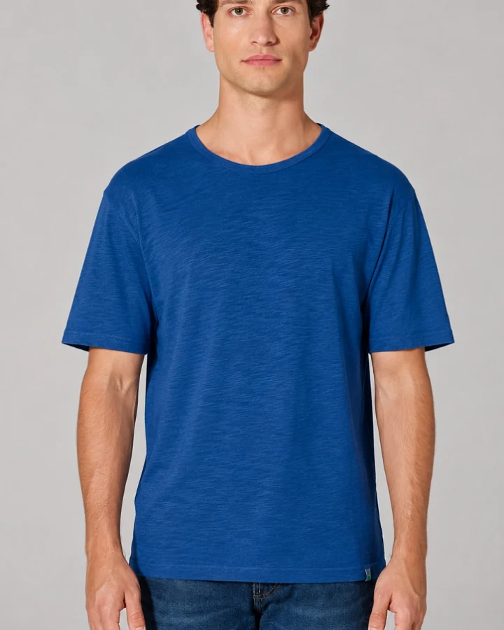 Hempage Herren vegan T-Shirt Slub Jersey Royalblau