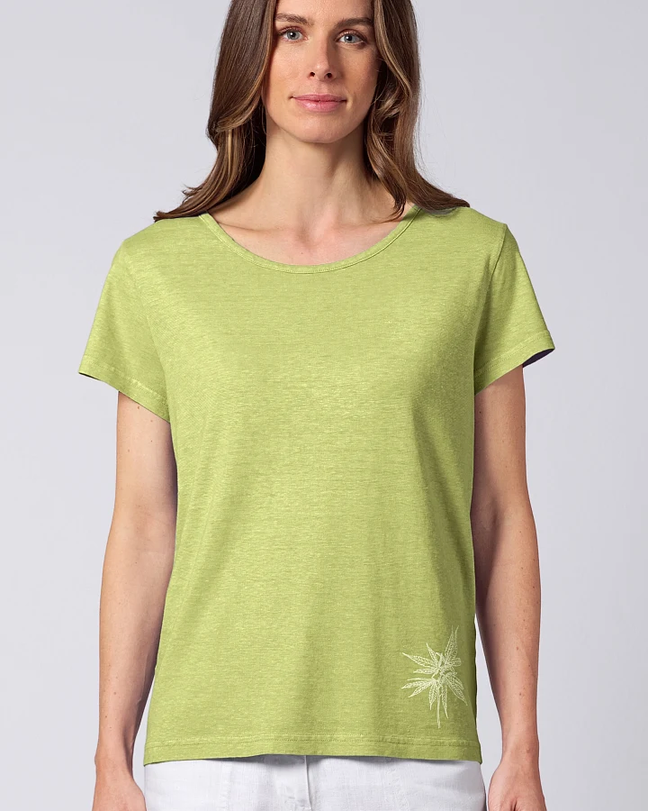 Hempage Damen vegan T-Shirt Aus Hanf Mit Aufdruck Bambusgrün