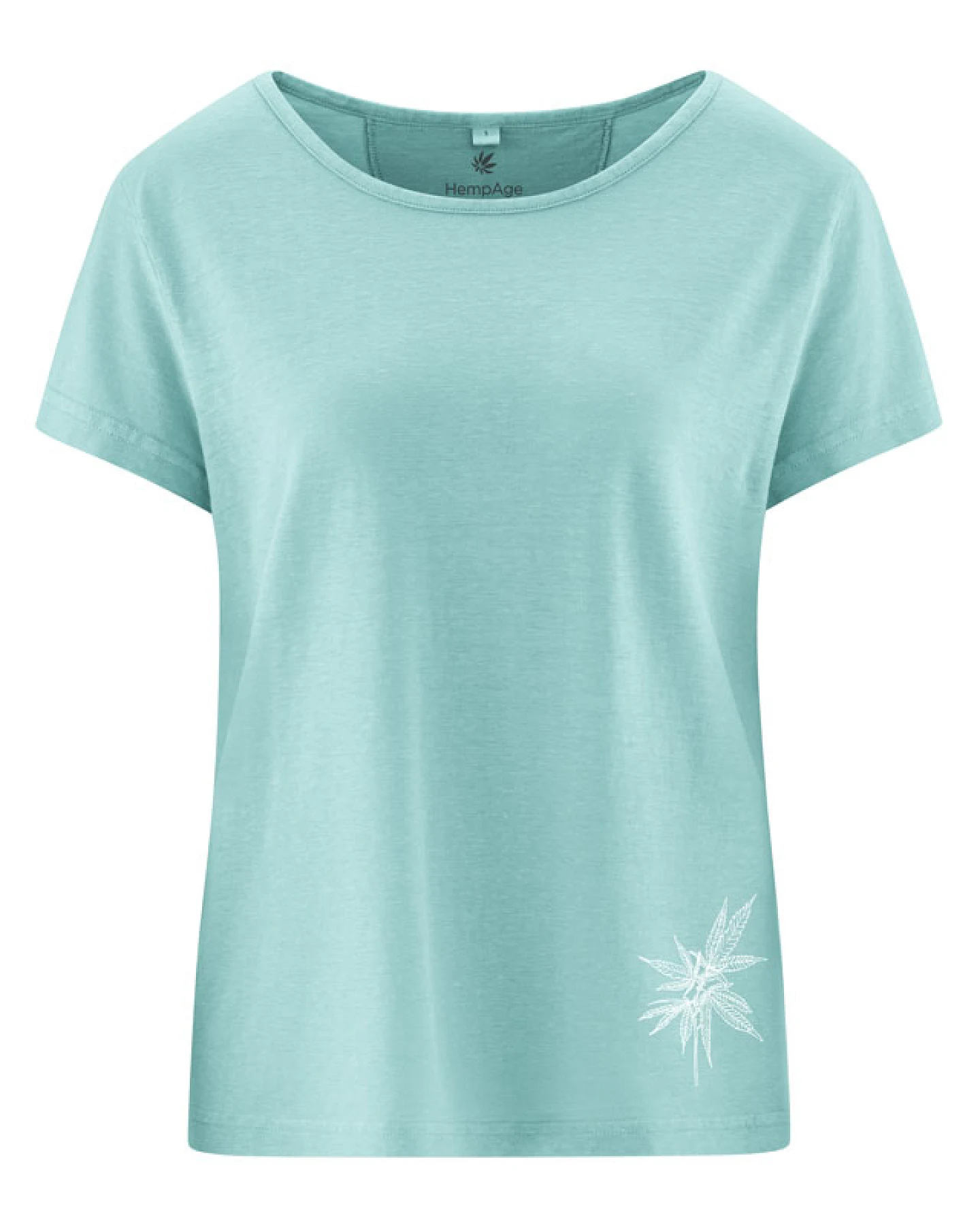 Hempage Damen vegan T-Shirt Aus Hanf Mit Aufdruck Seeblau – Ansicht 2
