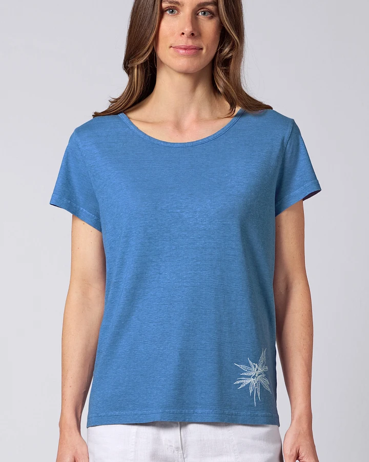 Hempage Damen vegan T-Shirt Aus Hanf Mit Aufdruck Ozeanblau