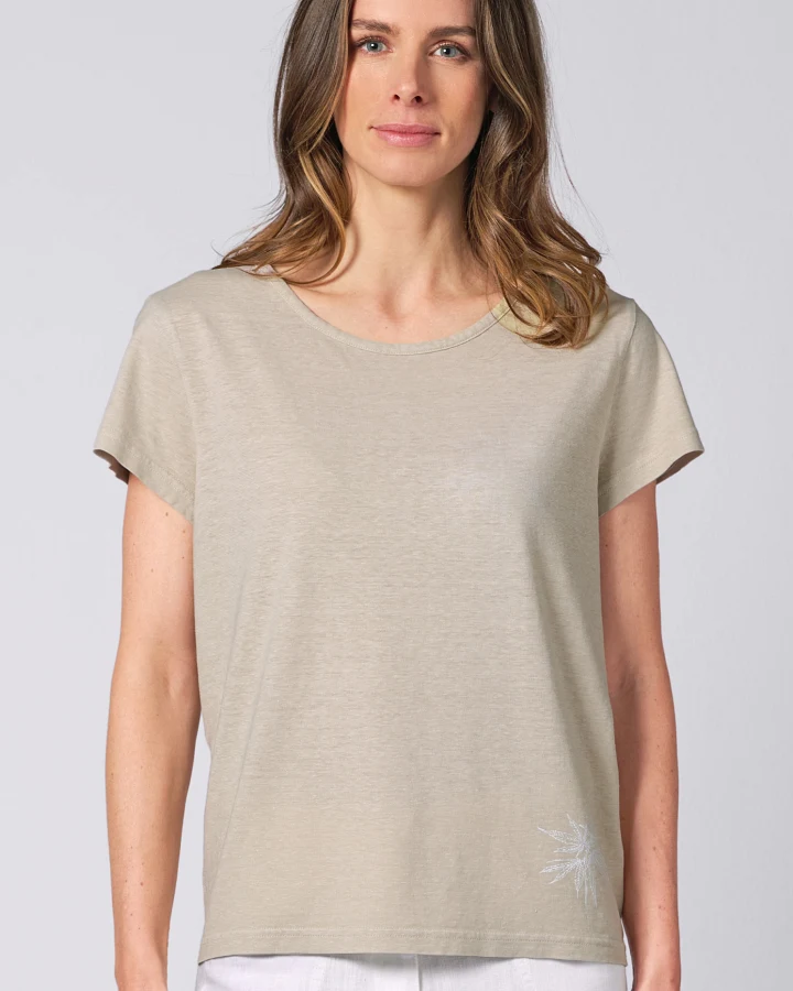Hempage Damen vegan T-Shirt Hanfprint Thistle Beige