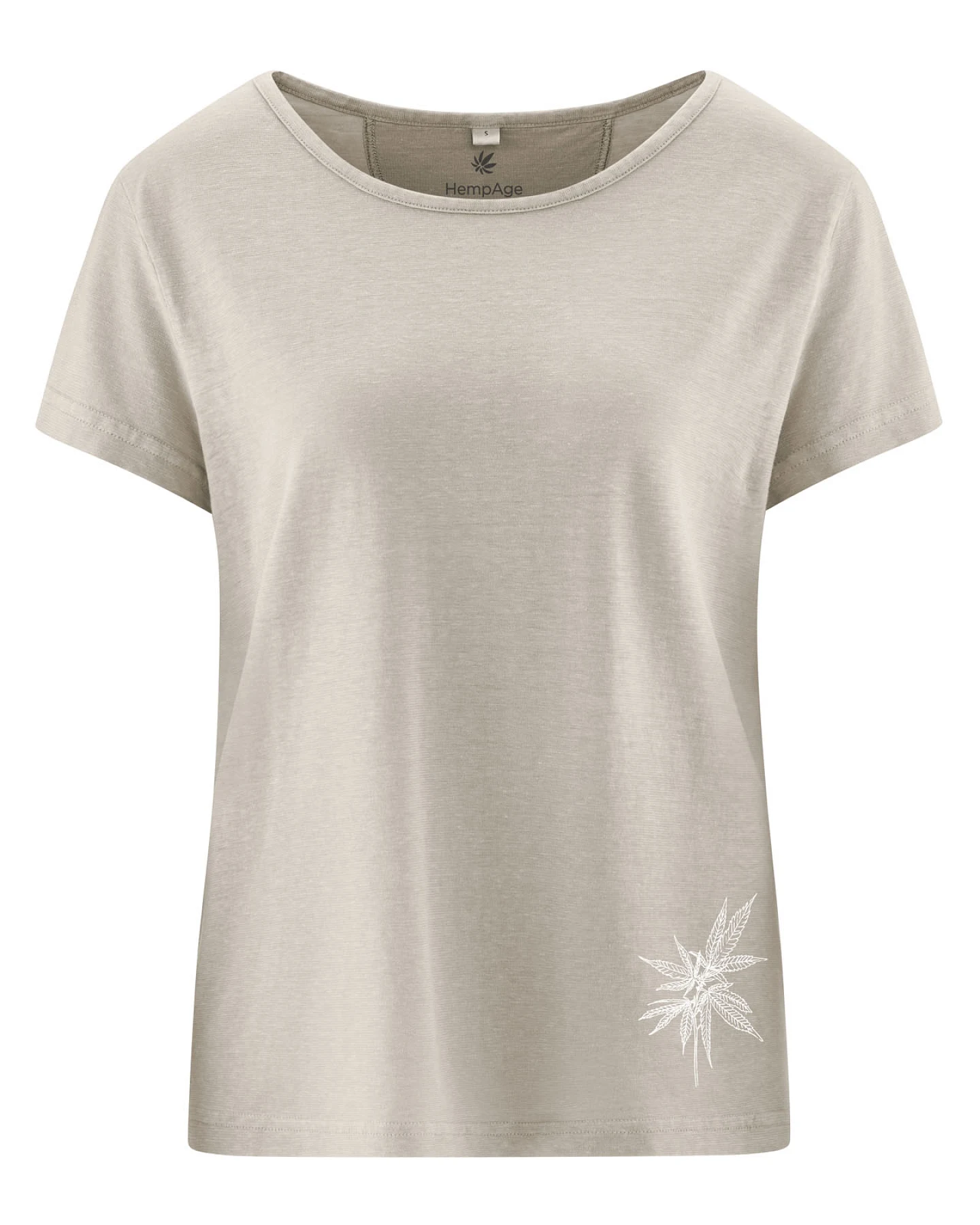 Hempage Damen vegan T-Shirt Hanfprint Thistle Beige – Ansicht 2