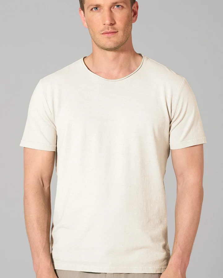 Hempage Herren vegan T-Shirt Rolled Hem Off White