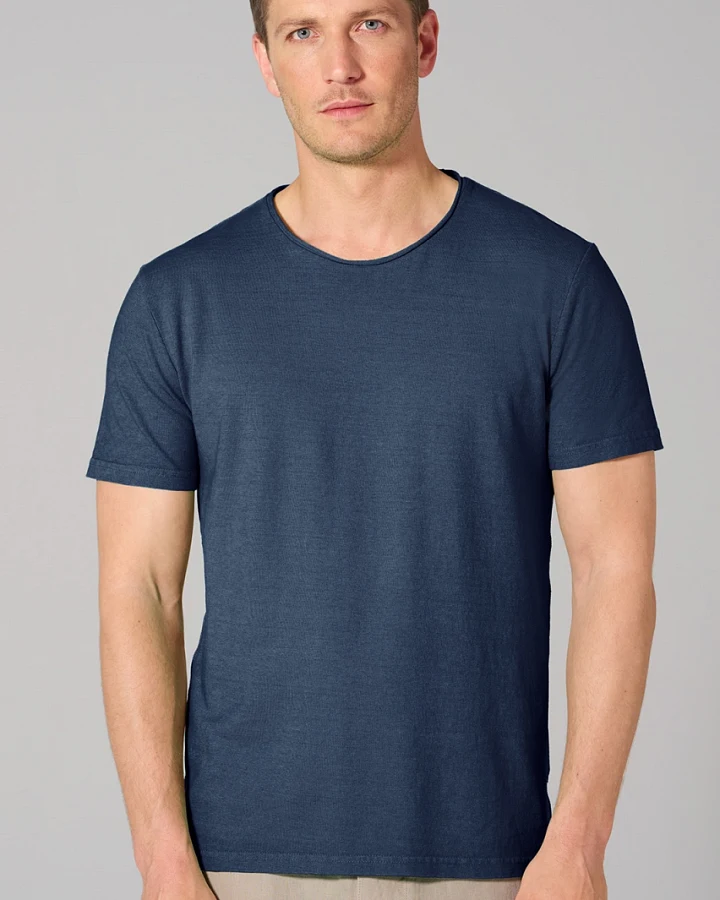 Hempage Herren vegan T-Shirt Rolled Hem Navy