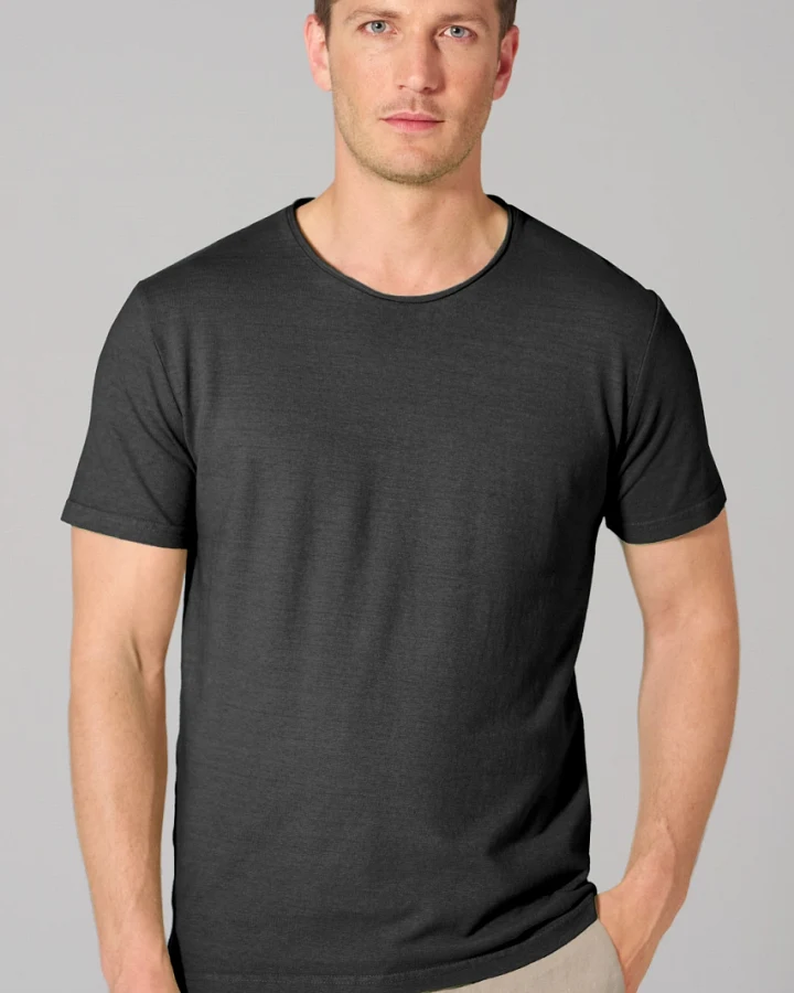 Hempage Herren vegan T-Shirt Rolled Hem Schwarz