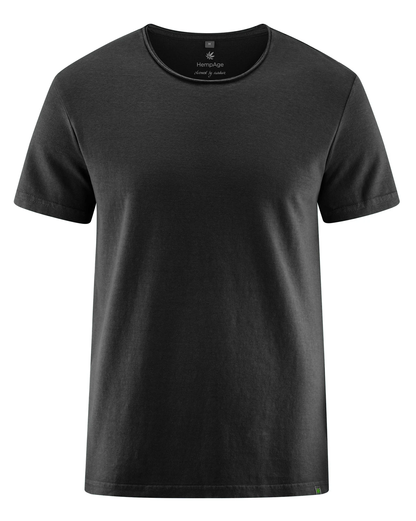 Hempage Herren vegan T-Shirt Rolled Hem Schwarz – Ansicht 2