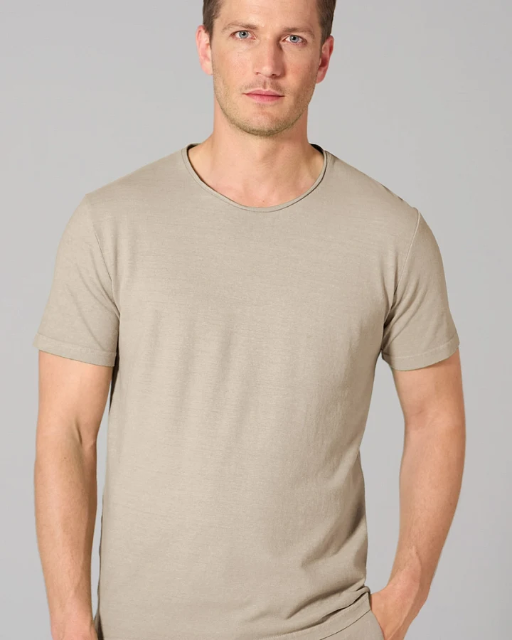 Hempage Herren vegan T-Shirt Rollsaum Thistle Beige