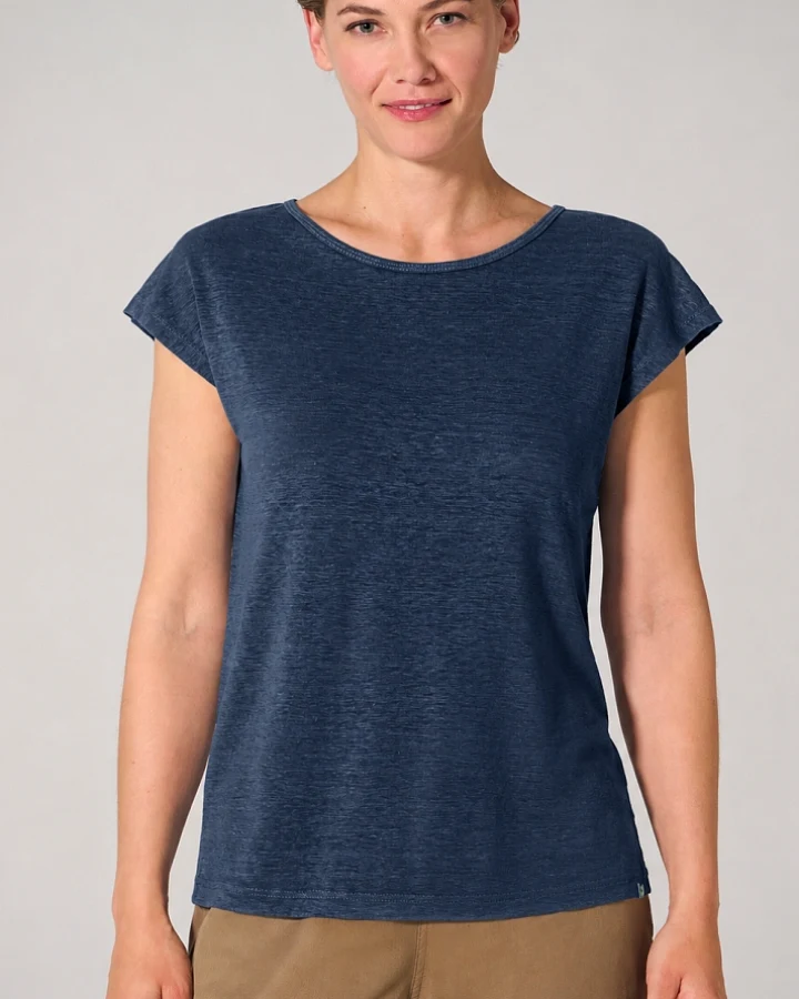 Hempage Damen vegan T-Shirt Regular Fit Marineblau