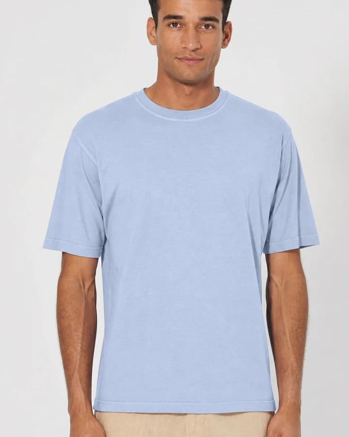 Hempage Herren vegan T-Shirt Basic Wasserblau
