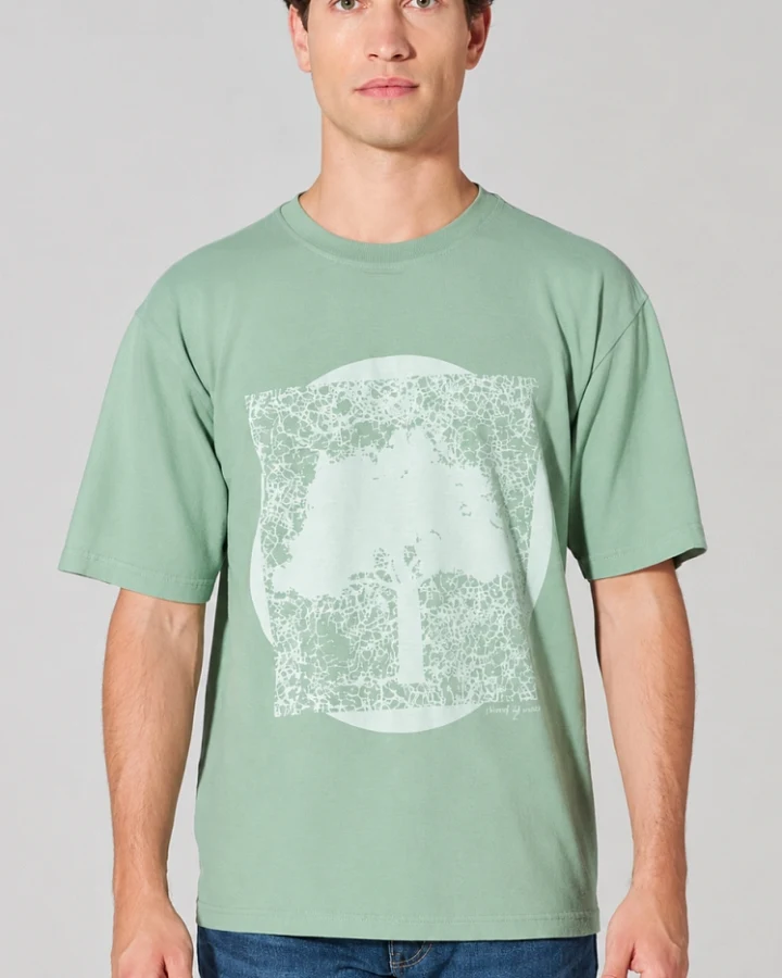 Hempage Herren vegan T-Shirt Mit Aufdruck Mintgrün