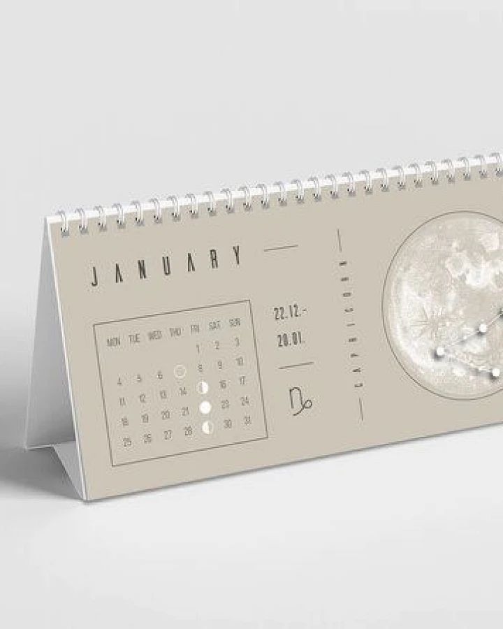Mondkalender 2027 - Tischkalender - schwarz, beige // ShellyCreates