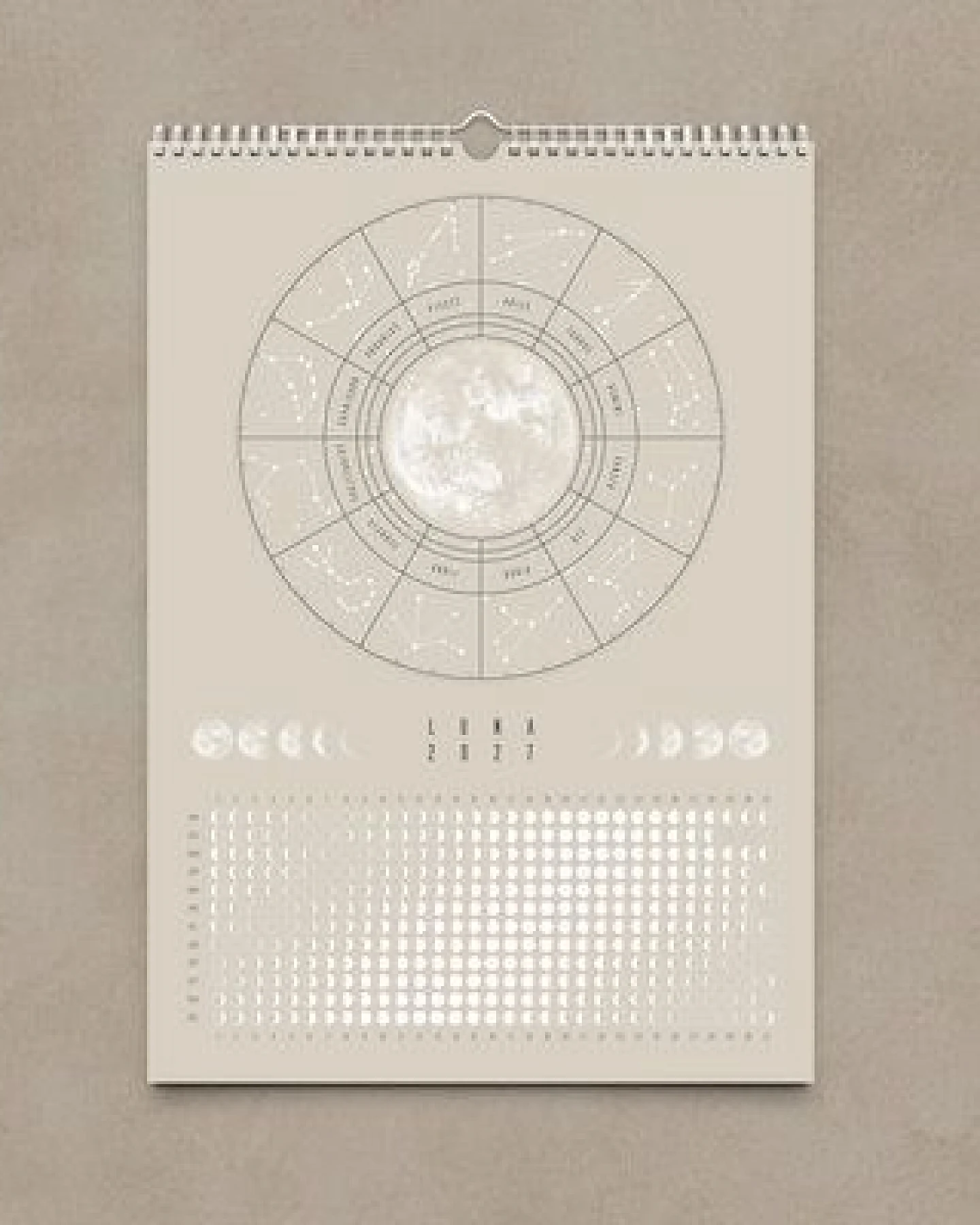 Mondkalender 2027 - Wandkalender A3, A4 - beige // ShellyCreates – Ansicht 2
