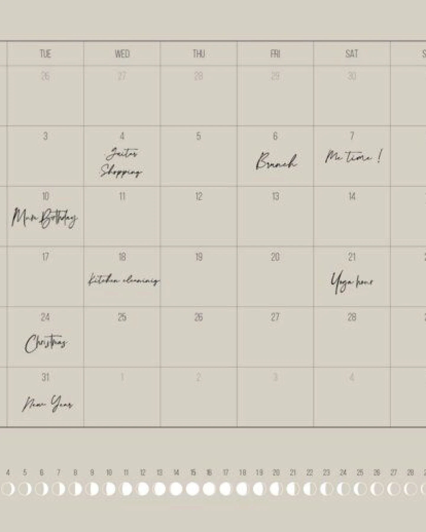 Mondkalender 2027 - Wandkalender A3, A4 - beige // ShellyCreates – Ansicht 3