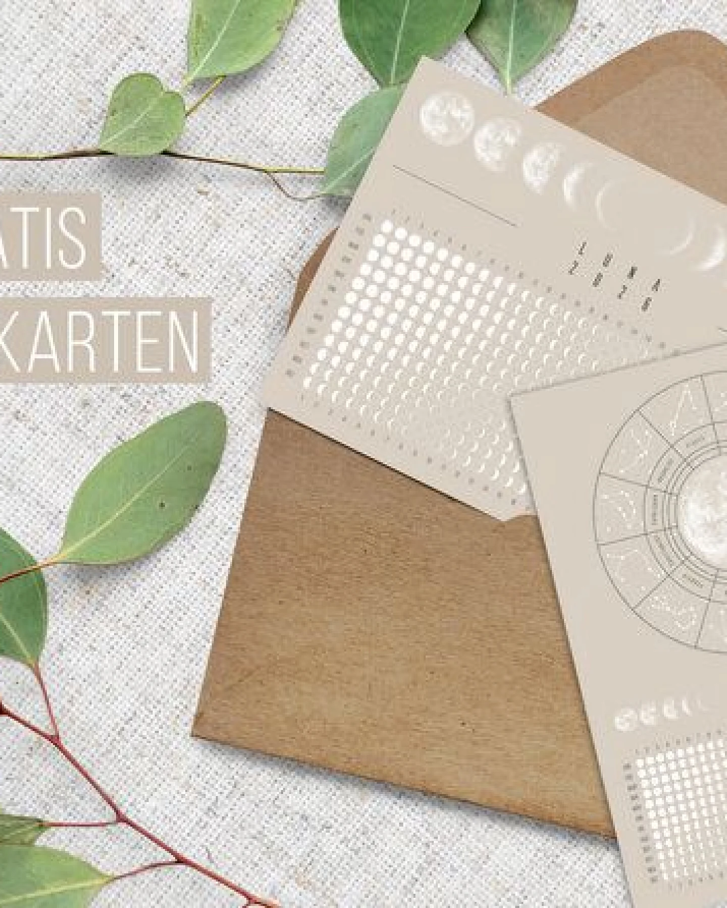 Mondkalender 2027 - Wandkalender A3, A4 - beige // ShellyCreates – Ansicht 4