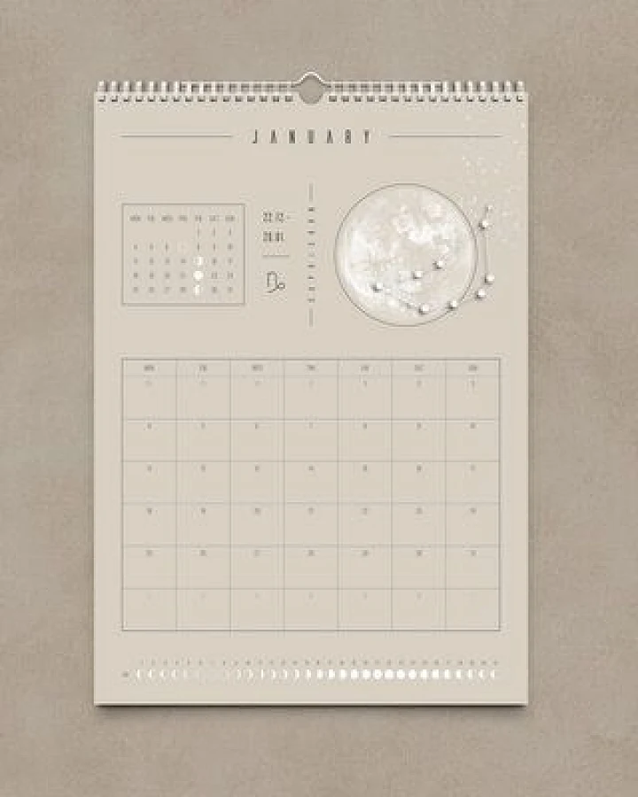 Mondkalender 2027 - Wandkalender A3, A4 - beige // ShellyCreates