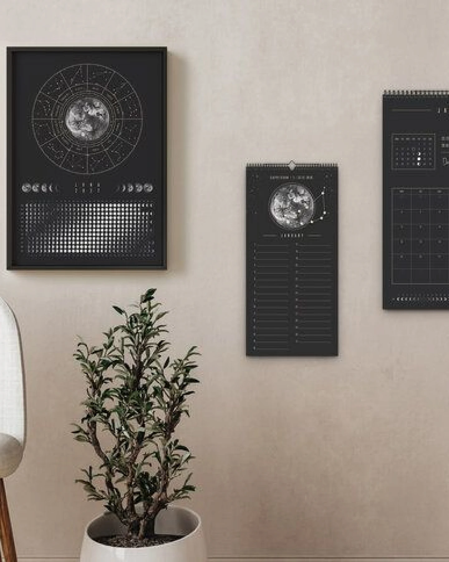 Mondkalender 2027 - Wandkalender A3, A4 - schwarz // ShellyCreates – Ansicht 3