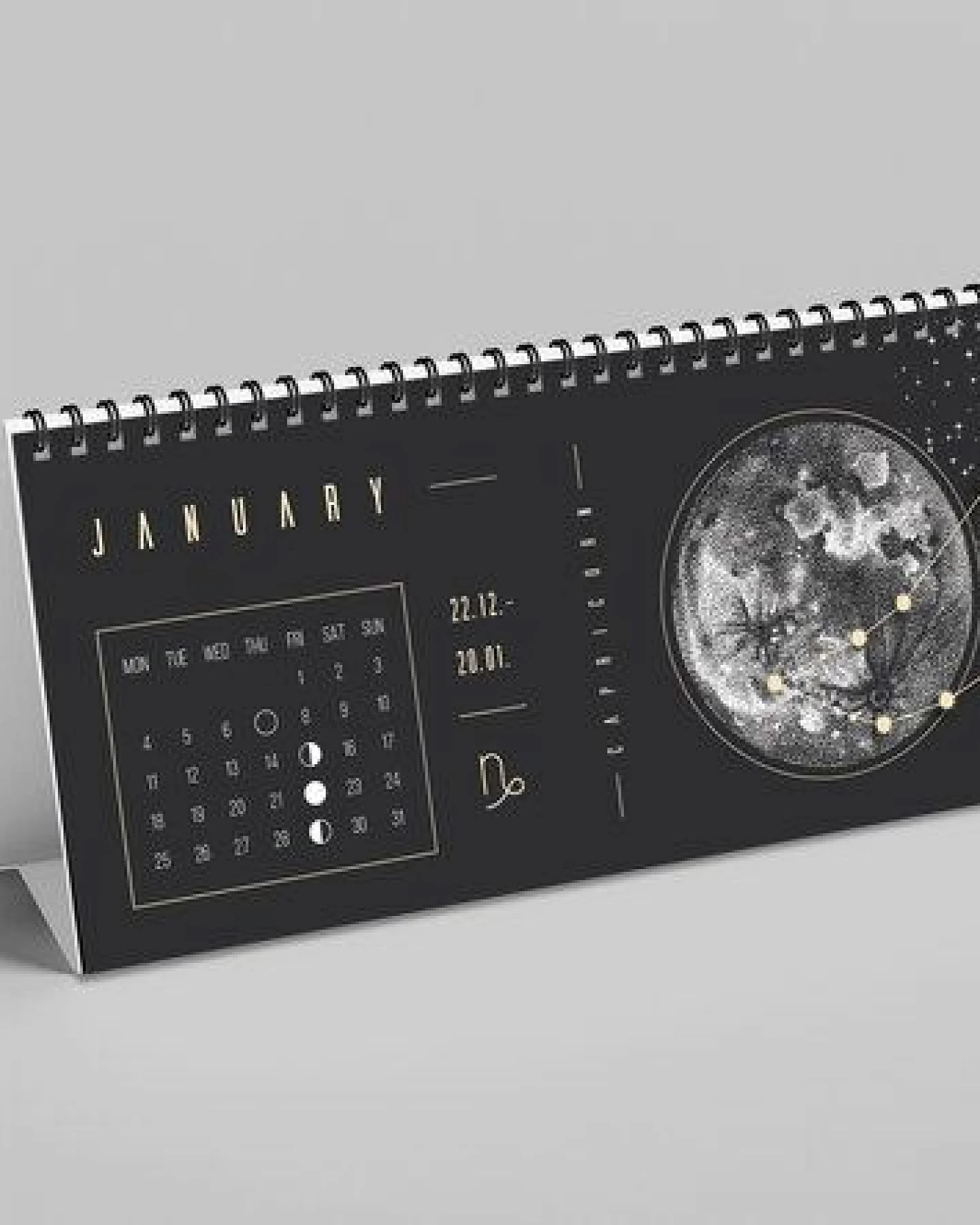 Mondkalender 2027 - Tischkalender - schwarz, beige // ShellyCreates – Ansicht 2