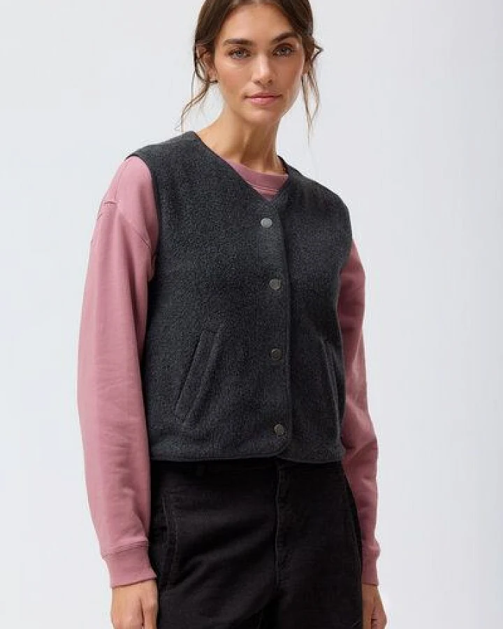 Produktseite: People Wear Organic Fleece Weste, grau mélange