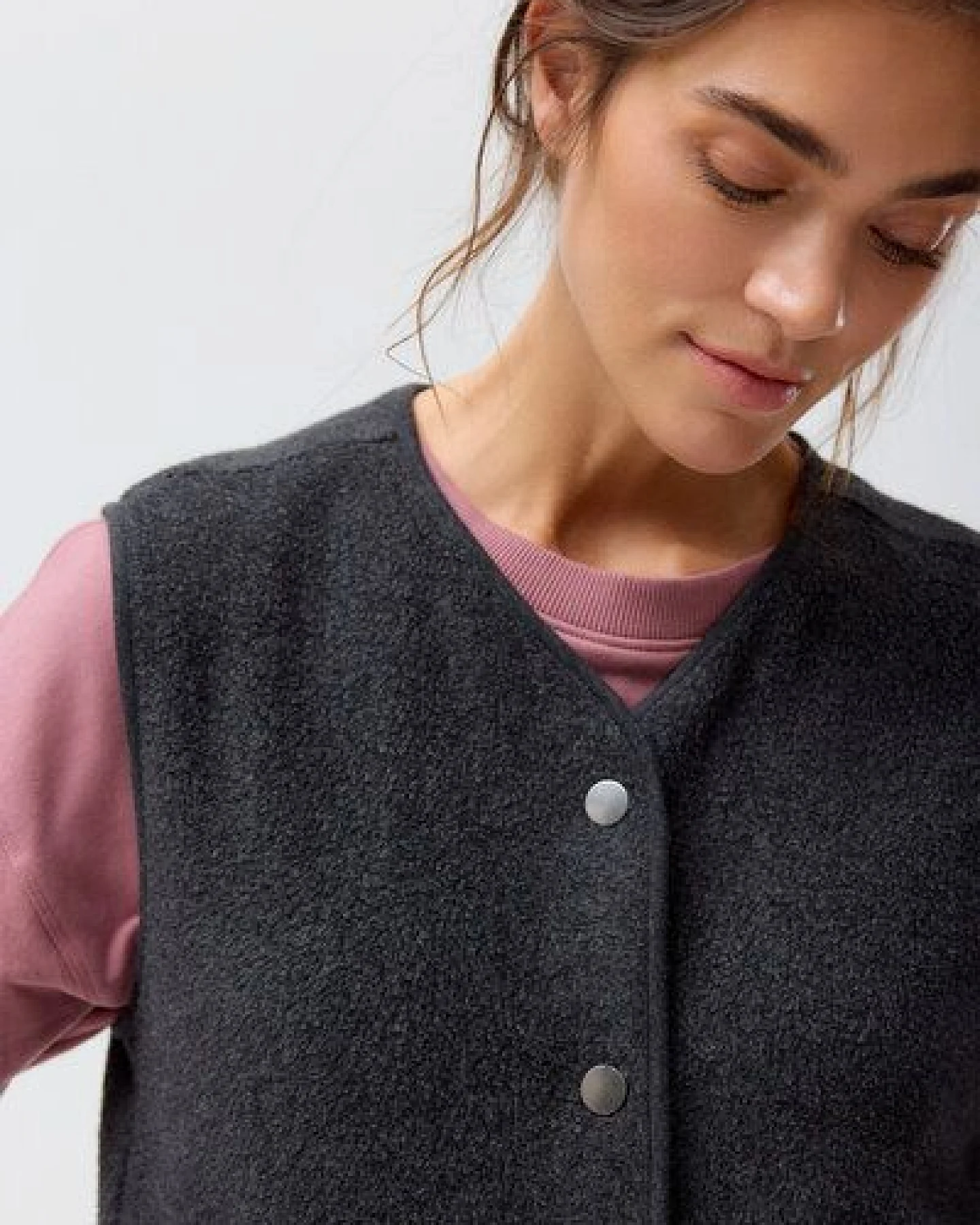 People Wear Organic Fleece Weste, grau mélange – Ansicht 3
