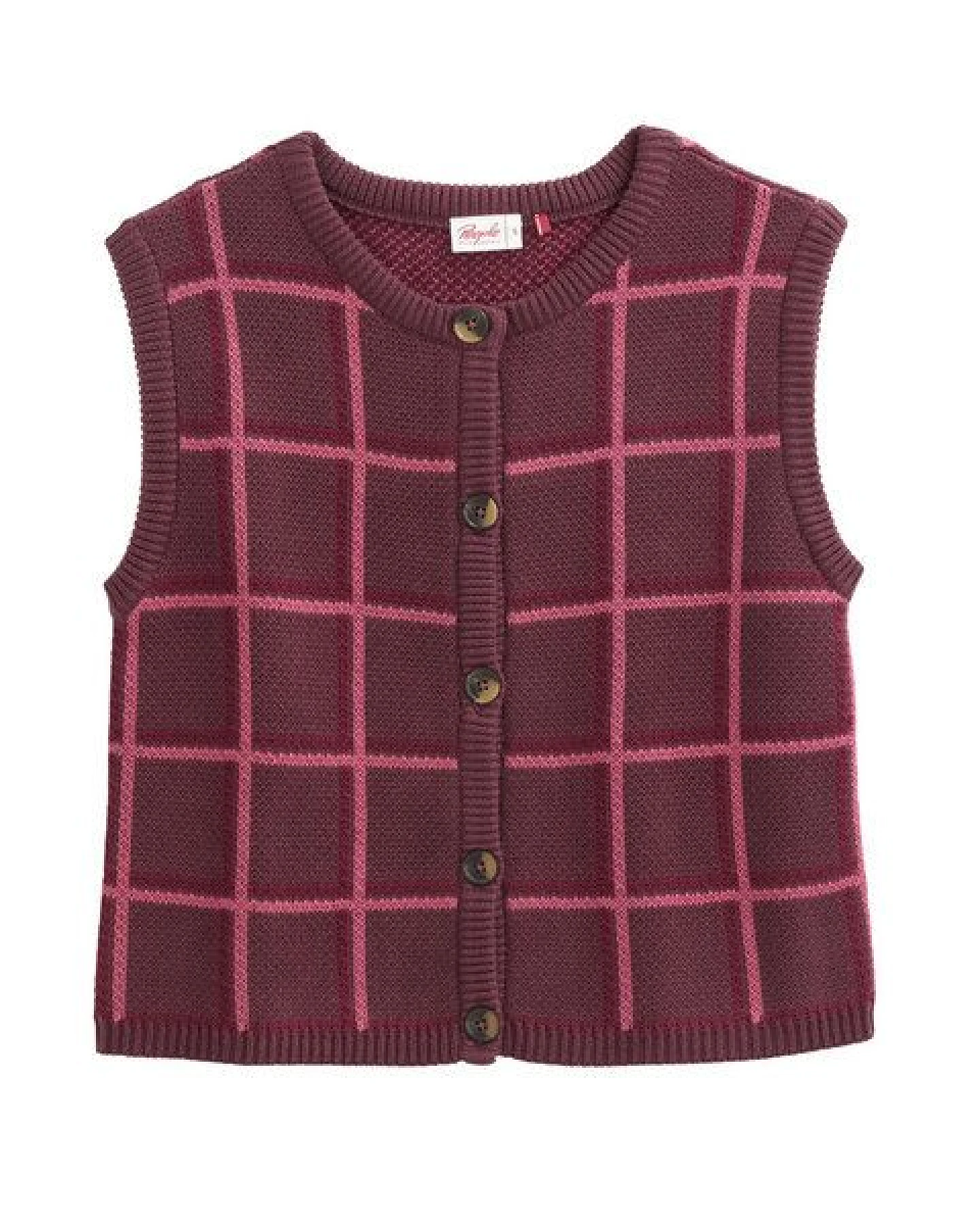 People Wear Organic Jacquardstrick Pullunder, rot kariert – Ansicht 3