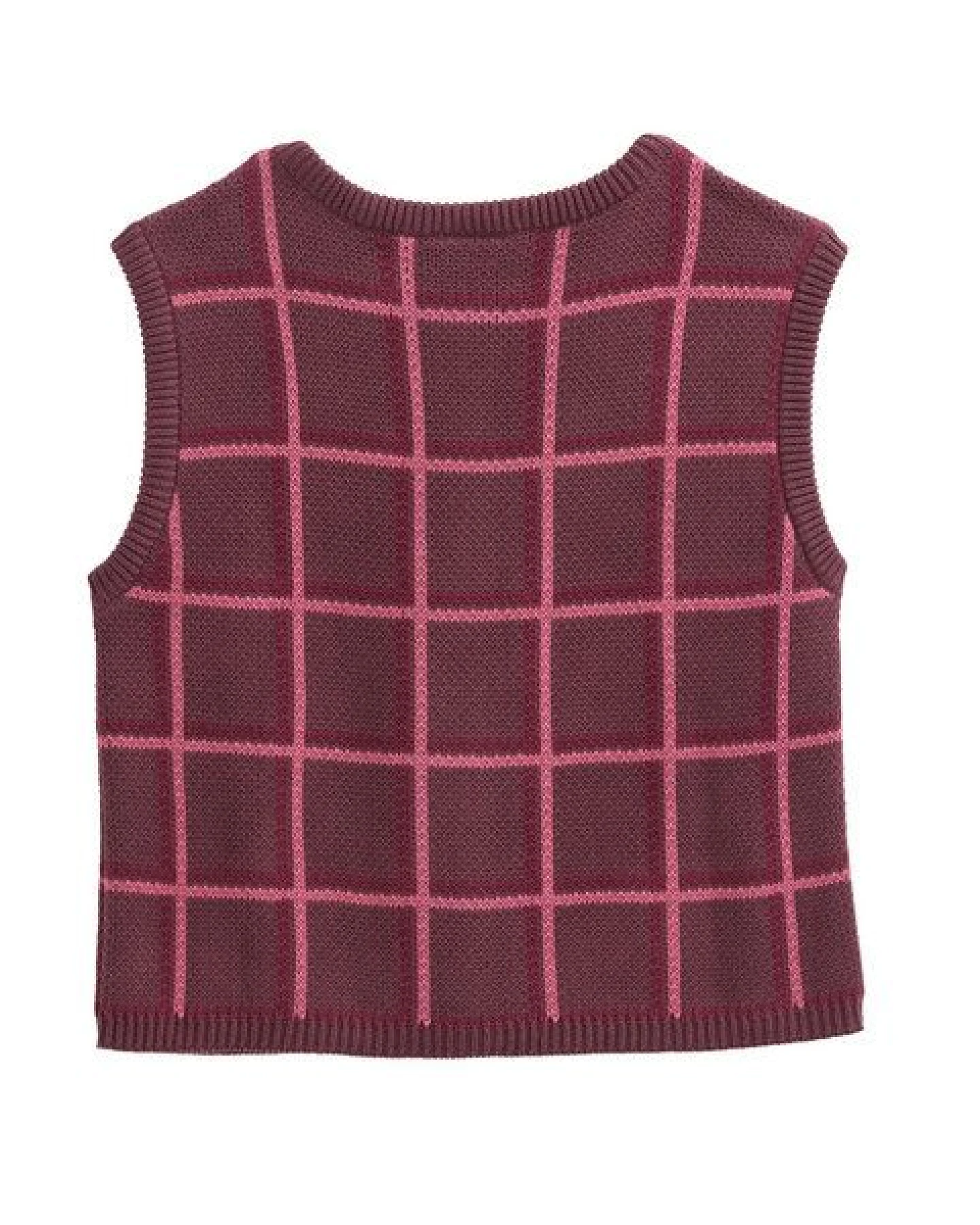 People Wear Organic Jacquardstrick Pullunder, rot kariert – Ansicht 4