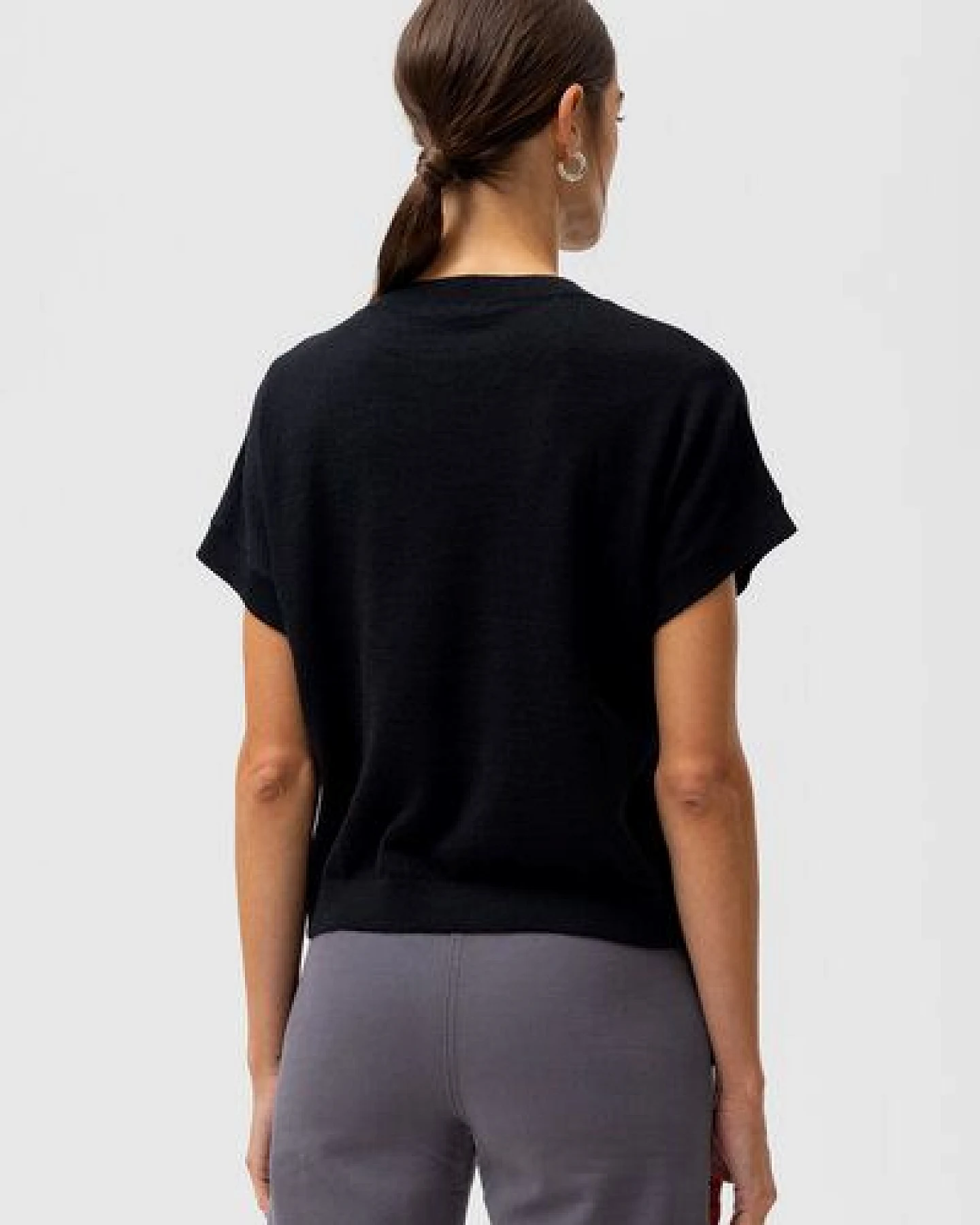 People Wear Organic Merino Strick Pullover, schwarz uni – Ansicht 4