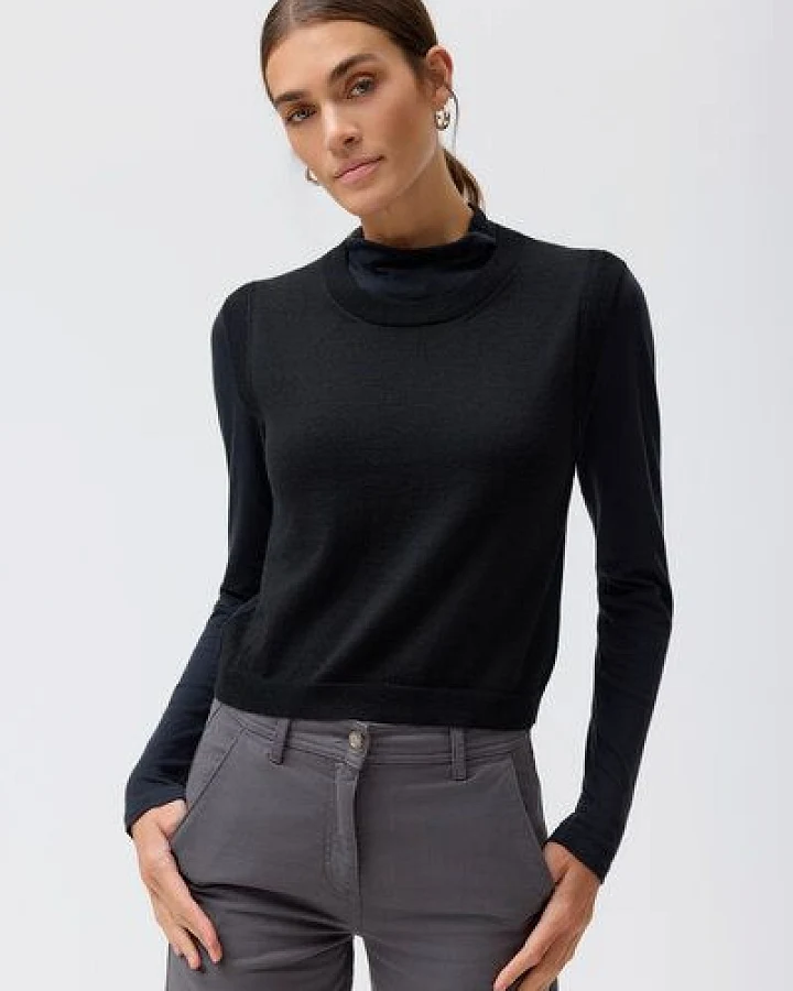 People Wear Organic Merino Strick Pullunder, schwarz uni