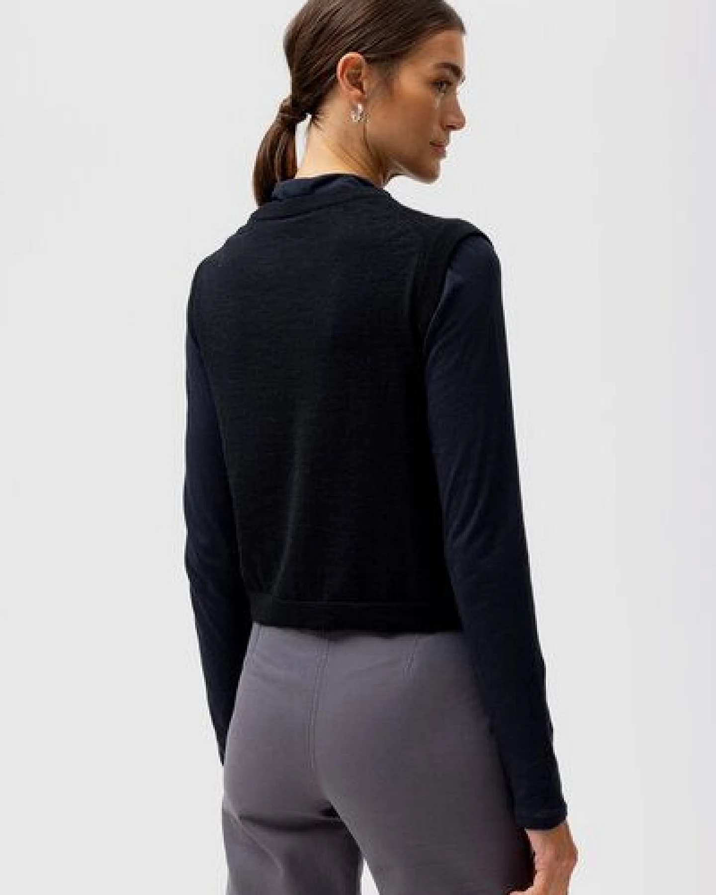 People Wear Organic Merino Strick Pullunder, schwarz uni – Ansicht 2