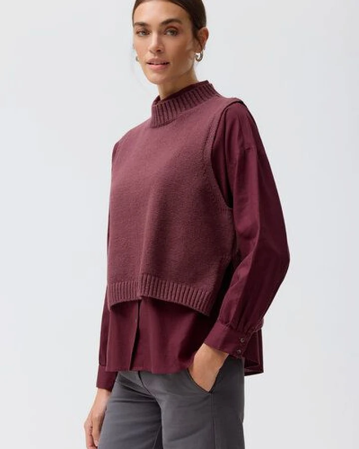 People Wear Organic Boucléstrick Pullunder, rot uni