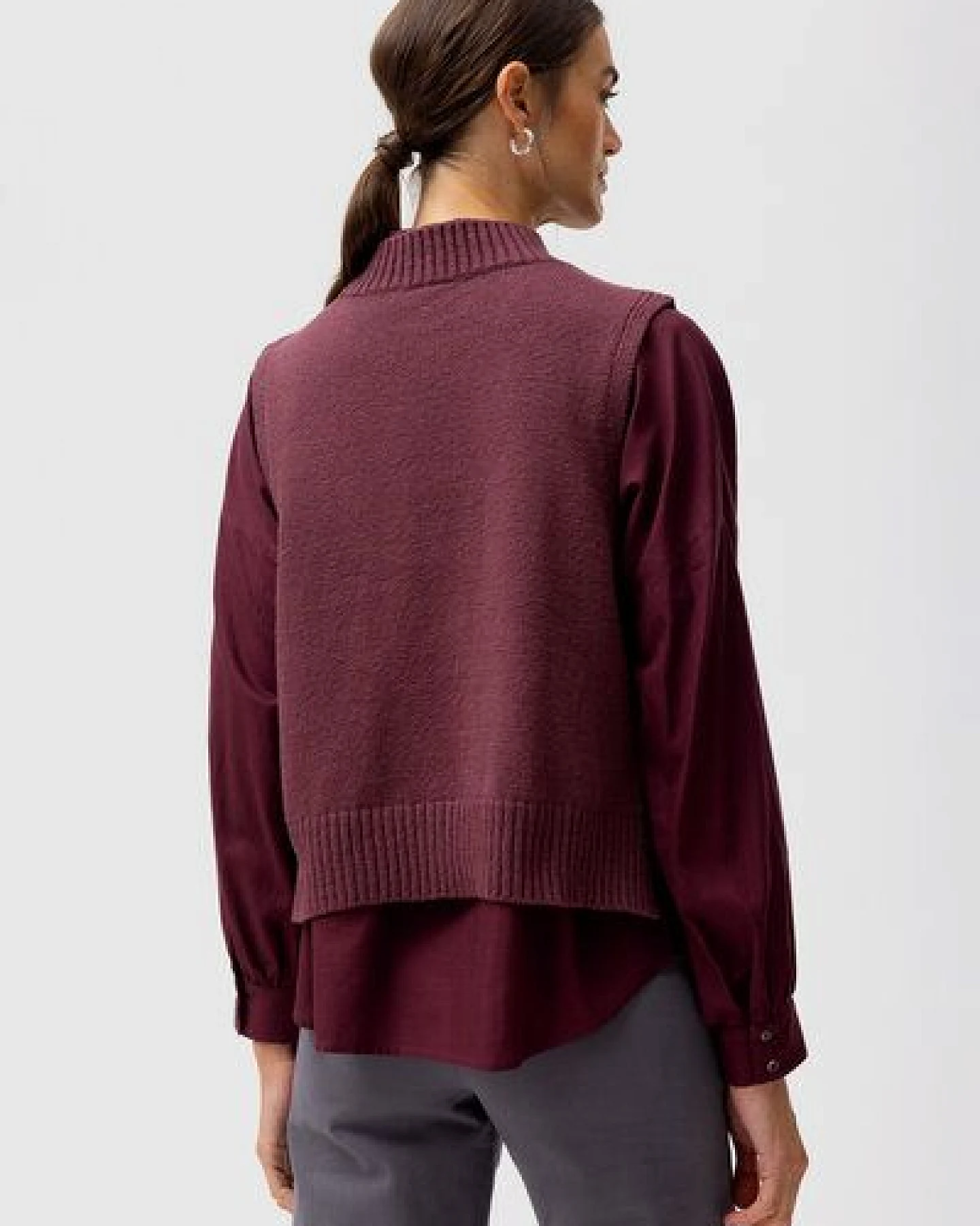 People Wear Organic Boucléstrick Pullunder, rot uni – Ansicht 2