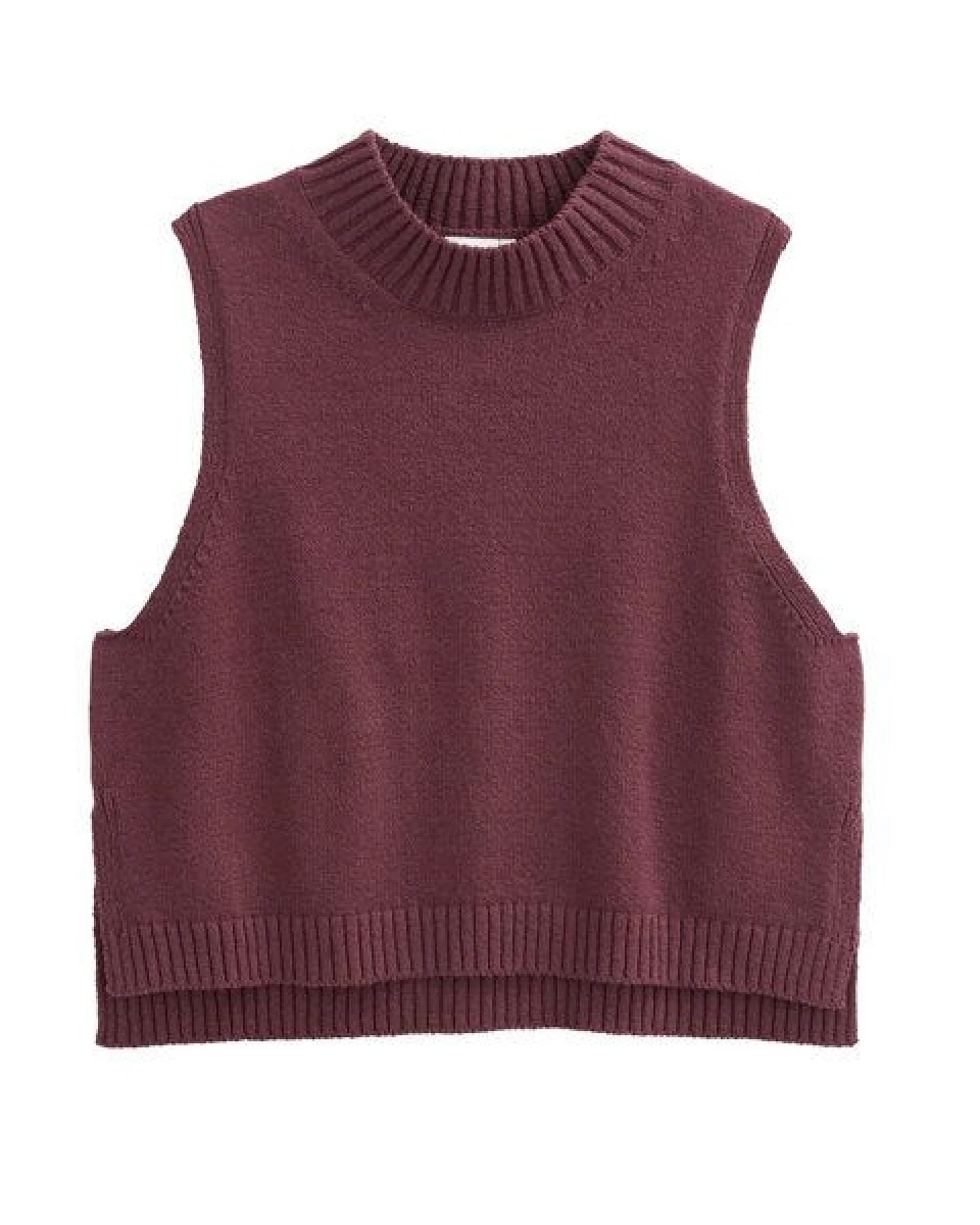 People Wear Organic Boucléstrick Pullunder, rot uni – Ansicht 3