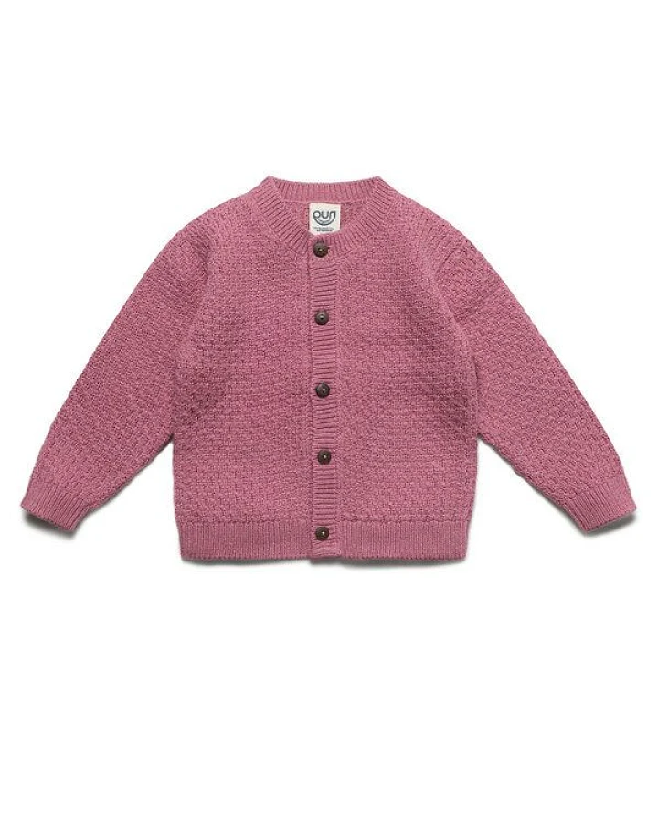 Puri Organic Baby Kinder Cardigan Moosstrick Baumwolle (Bio) Schurwolle