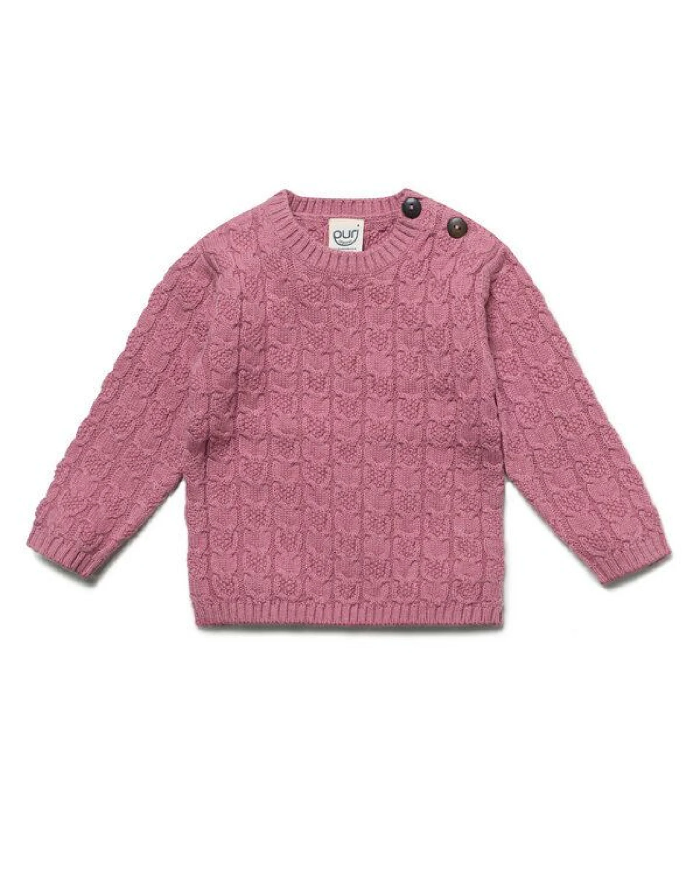 Puri Organic Baby Kleinkinder Pullover Strukturstrick Baumwolle (Bio) Schurwolle – Ansicht 2
