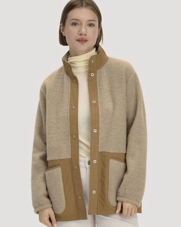 Produktseite: hessnatur Wolfleece Jacke Patch Relaxed aus reiner Bio-Merinowolle