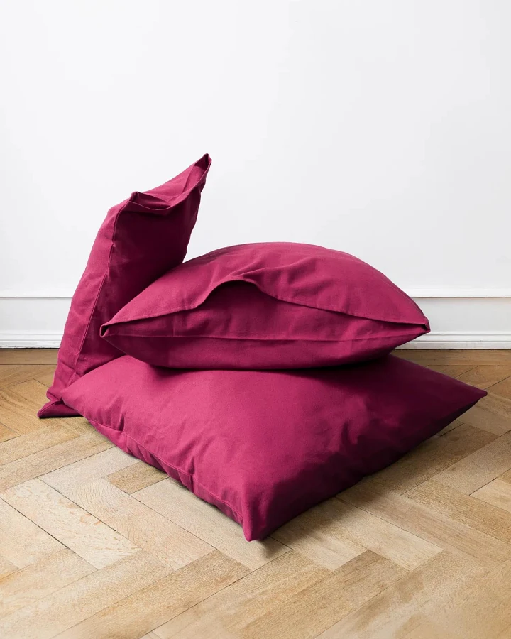 erlich textil Cotton Select Kopfkissenbezug für Unisex aus Baumwolle-Flanell in cassis