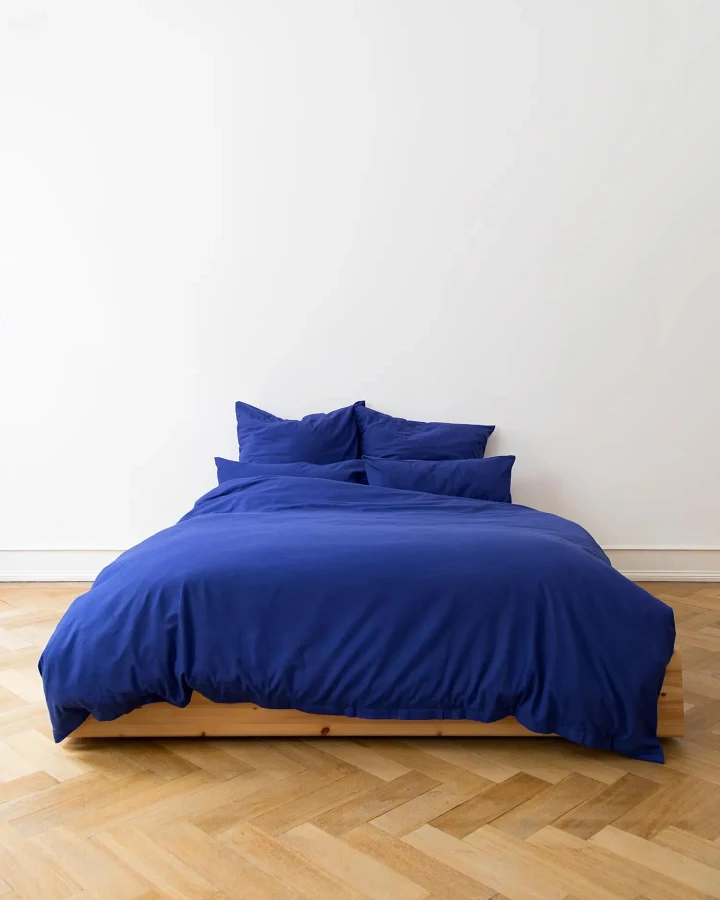 erlich textil Cotton Select Bettdeckenbezug für Unisex aus Baumwolle-Flanell in knallblau