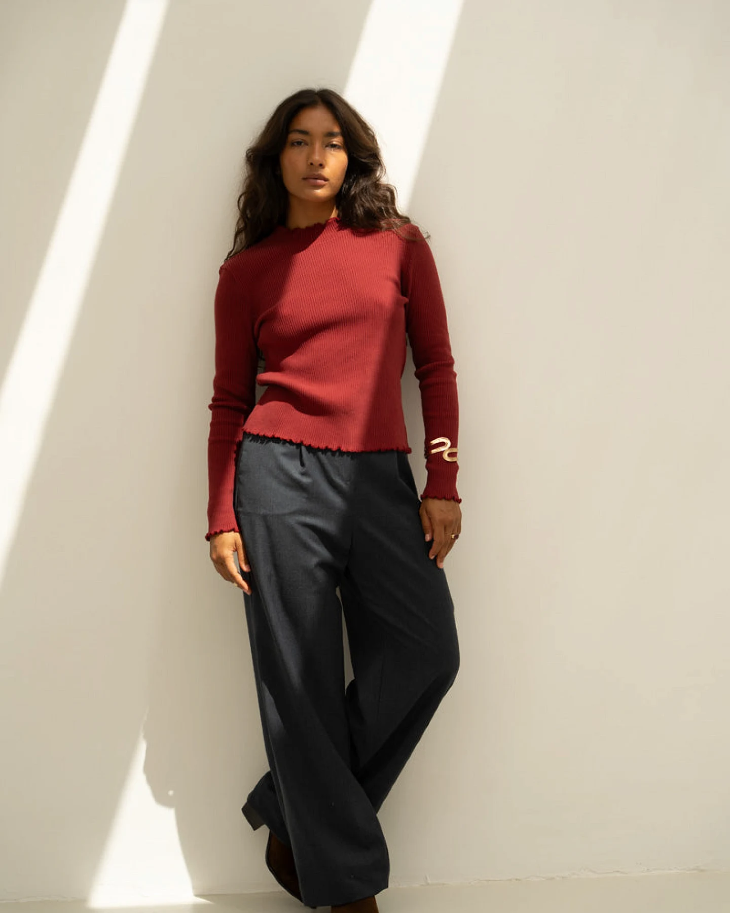 Näz Damen vegan Rollkragenpullover Ava Bordeaux – Ansicht 2