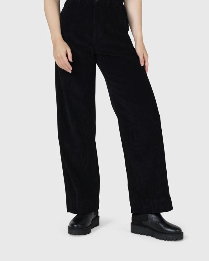 Klitmøller Damen vegan Hose Mit Weitem Bein Aus Cord Lydia Schwarz
