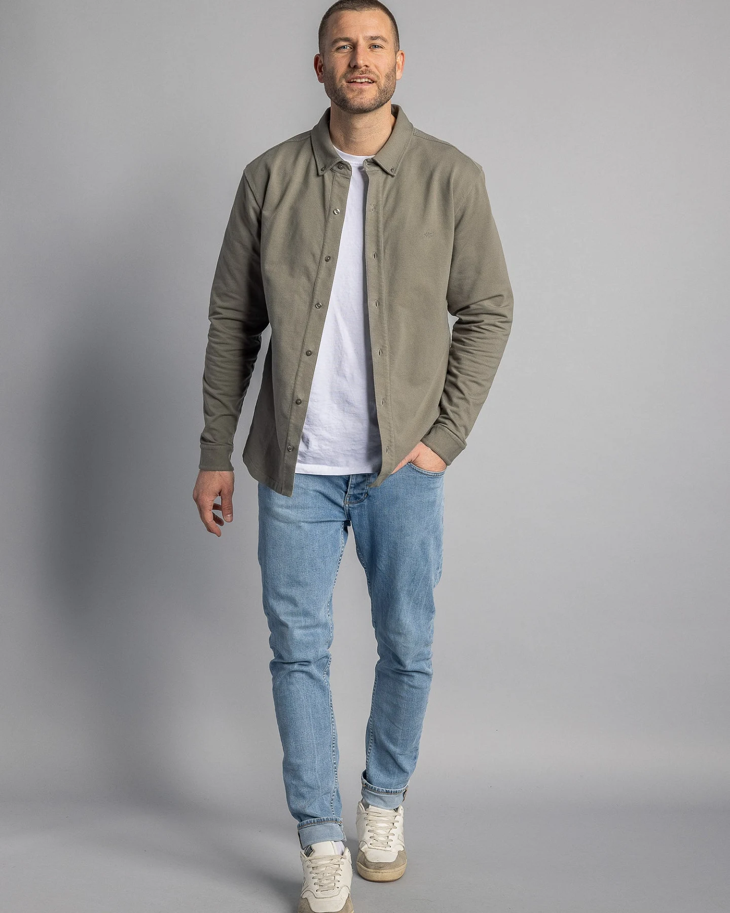 DIRTS Herren vegan Jersey-Shirt In Dusty Olive – Ansicht 2