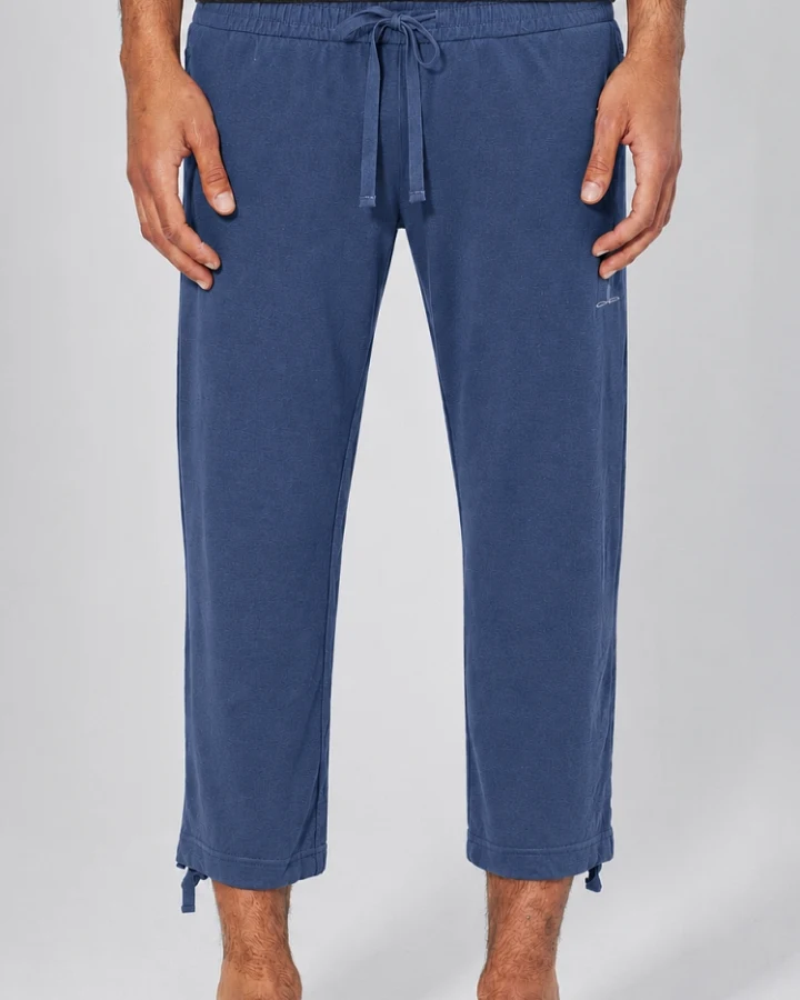 Hempage Herren vegan Yoga Hose 7/8 Blueberry