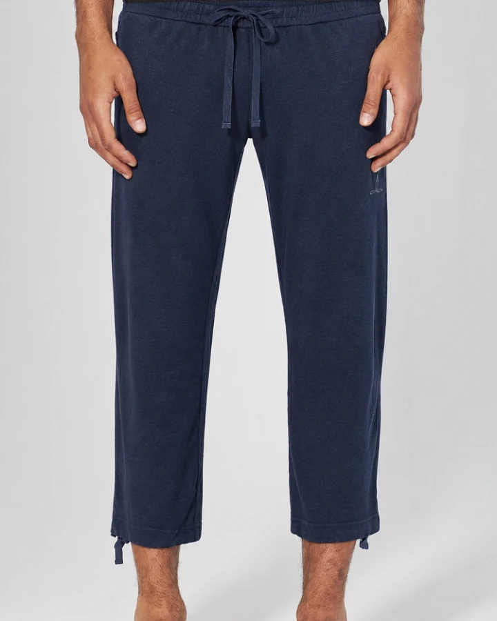 Hempage Herren vegan Yoga-Hose 7/8, Marineblau