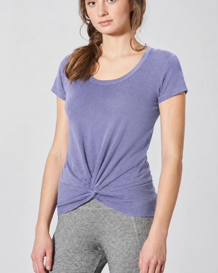 Hempage Damen vegan T-Shirt Yoga Knotendetail Lavendel