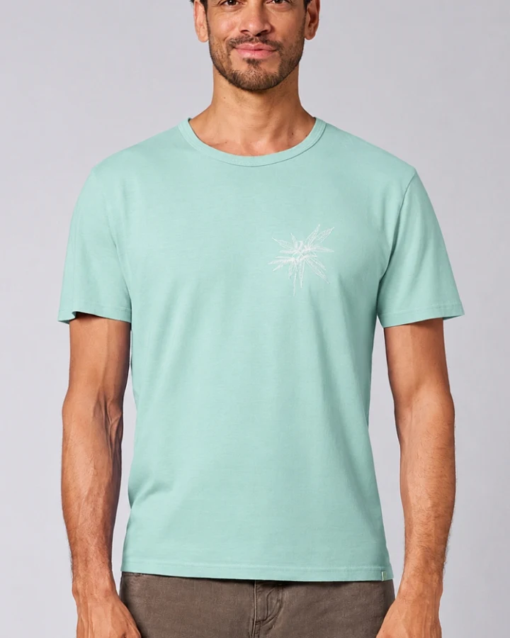 Hempage Herren vegan T-Shirt Timeless Mit Aufdruck Seeblau