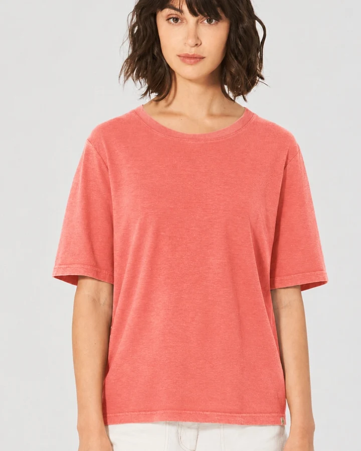 Hempage Damen vegan T-Shirt Combination Pfirsich