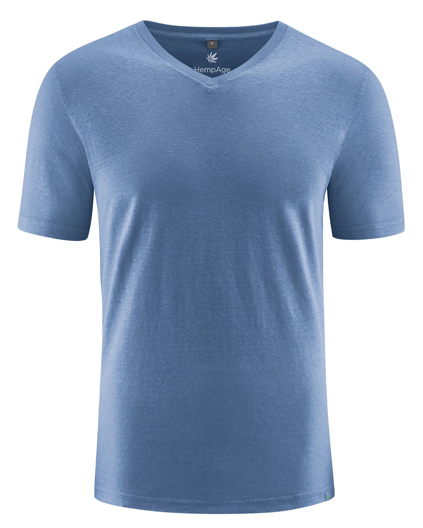 Hempage Herren vegan T-Shirt V-Ausschnitt Slim Fit Blau – Ansicht 2
