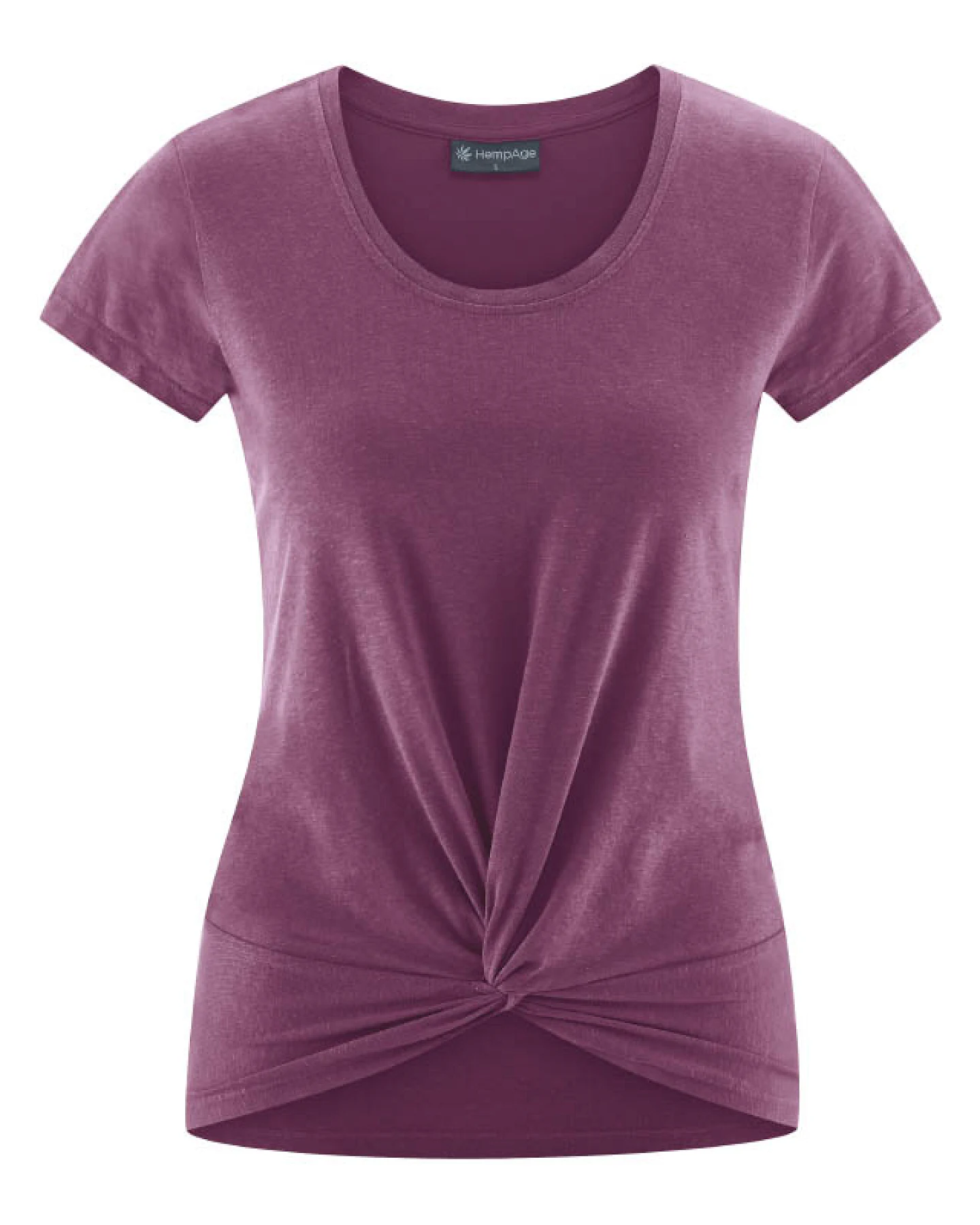 Hempage Damen vegan T-Shirt Yoga Knotendetail Lila – Ansicht 2