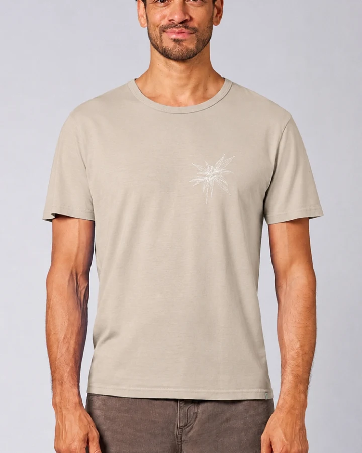 Hempage Herren vegan T-Shirt Timeless Mit Distel Print Beige