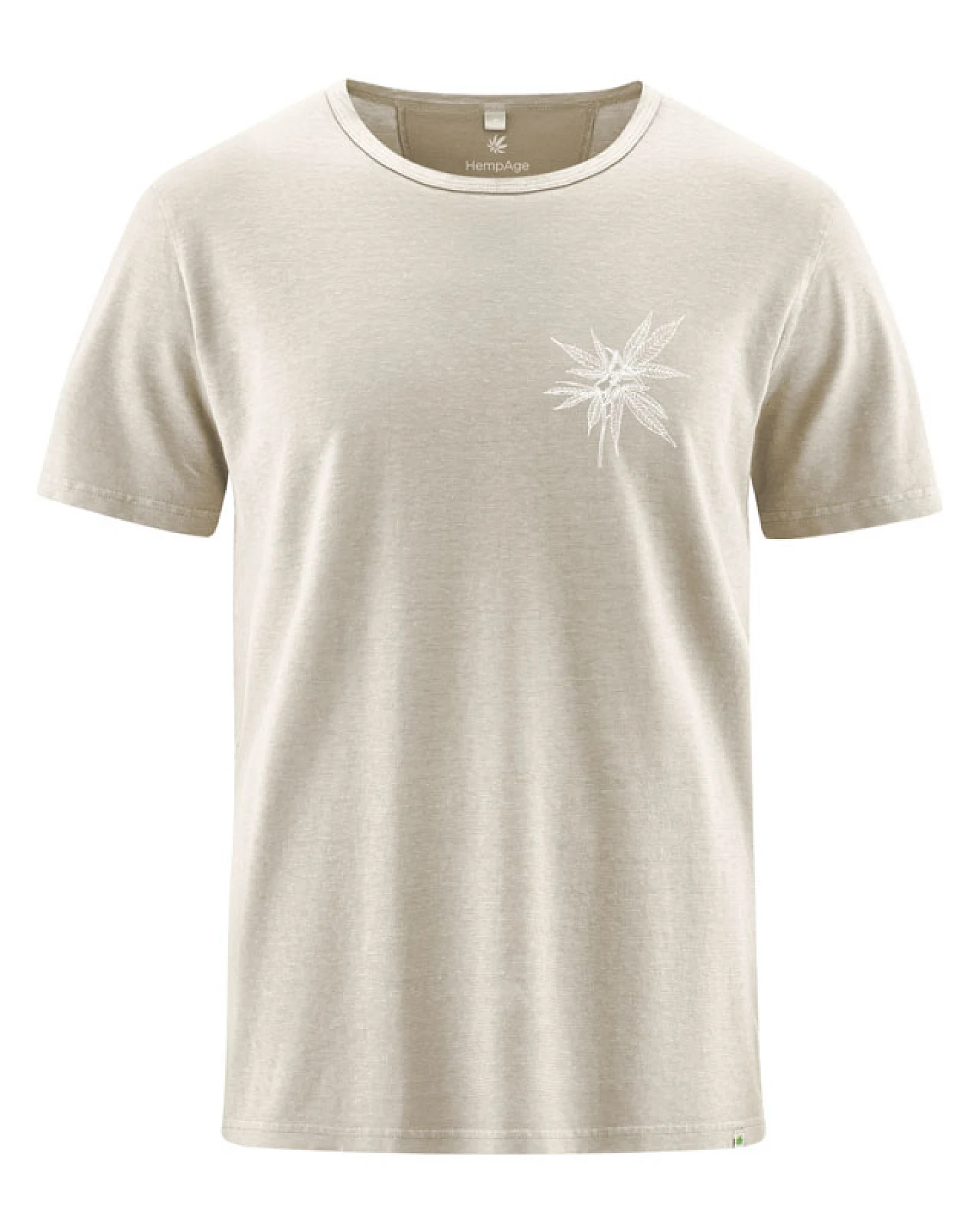 Hempage Herren vegan T-Shirt Timeless Mit Distel Print Beige – Ansicht 2
