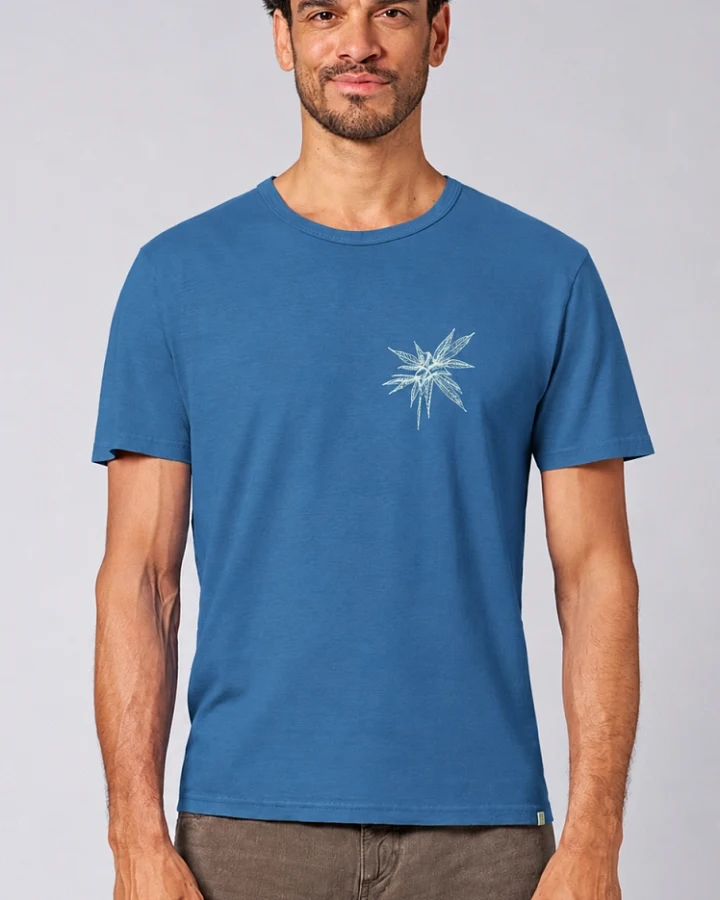Hempage Herren vegan T-Shirt Timeless Mit Aufdruck Ozeanblau